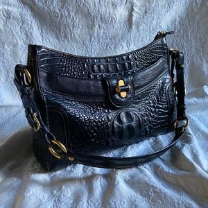 Brahmin Black Genuine Croc-Embossed Leather Purse